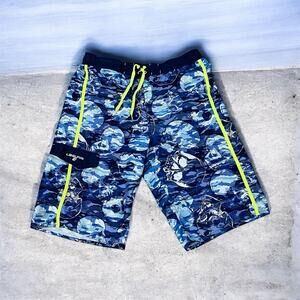 Laguna Boys XL 18/20 Swim Trunks Long Board Shorts Quick Dry Skull Print-Summer